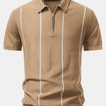 Velira Polo ruda / XS Dryžuota Zip Up Megzta Polo Marškinėliai
