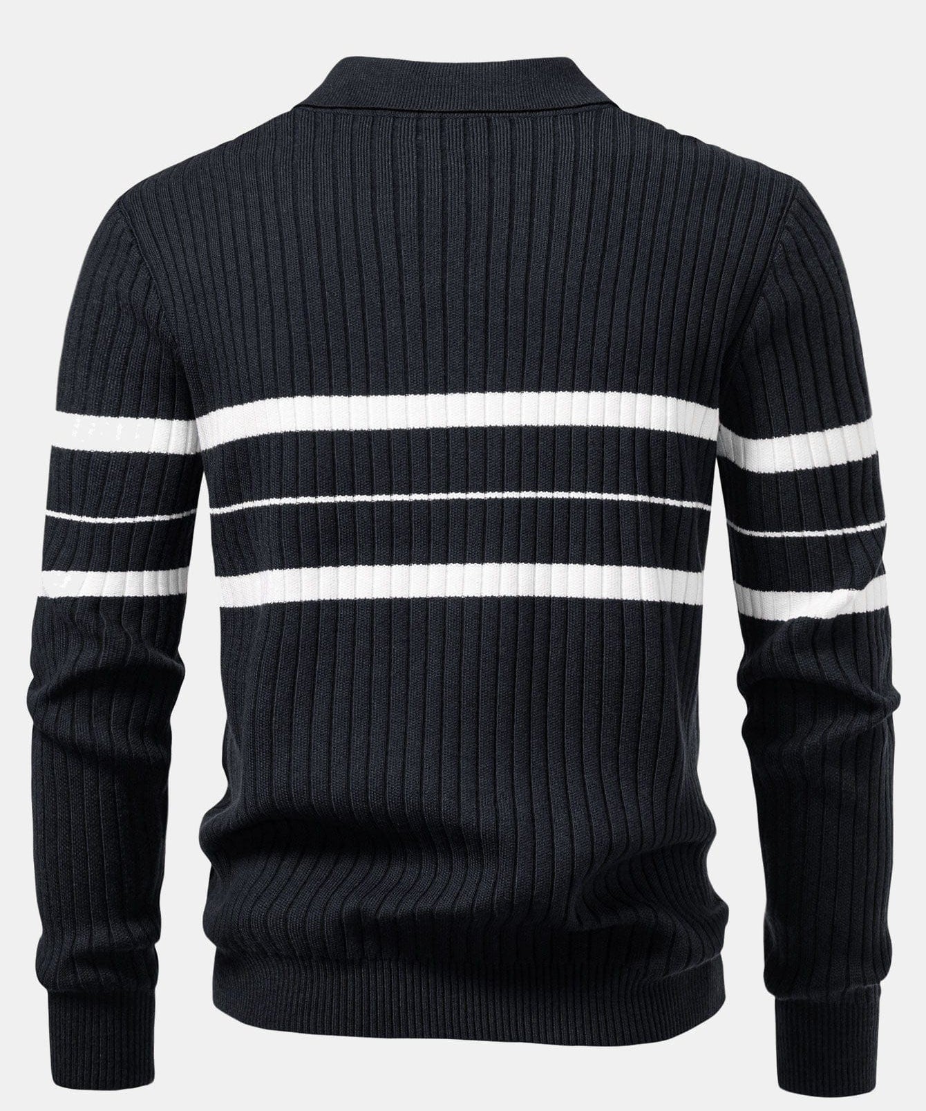 Velira Polo Stripe Zip Knit Ribbed Polo Marškiniai