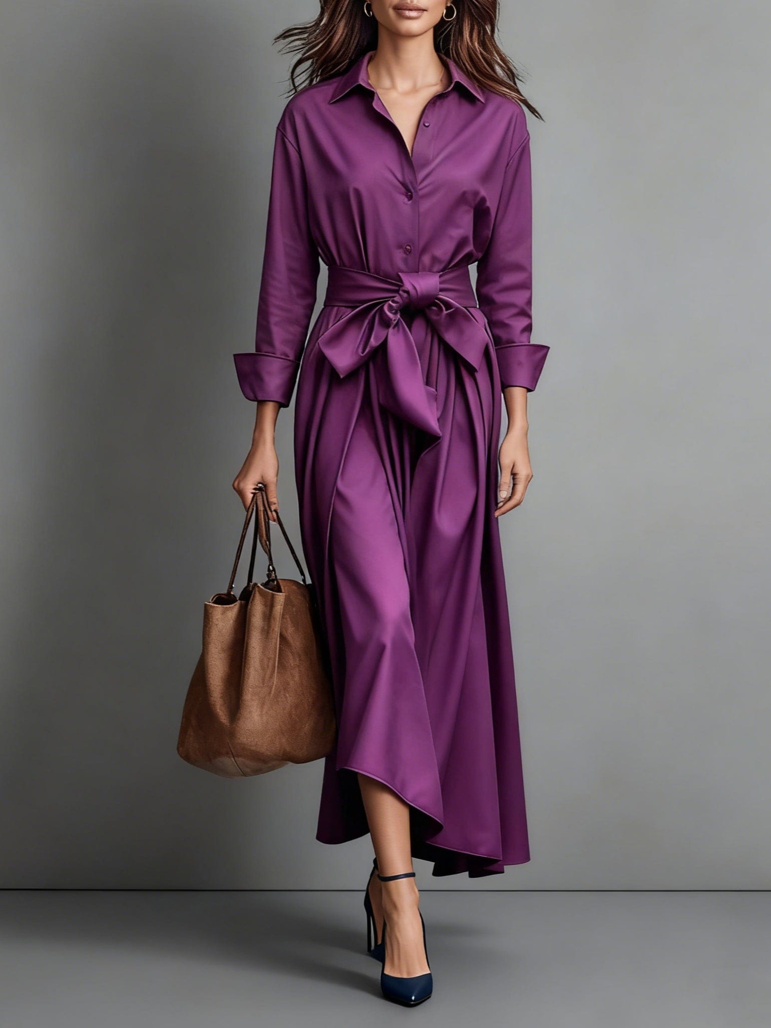 Velira Purpurinė / XS Marise™ | Elegantiška Maxi Suknelė su Lankeliu