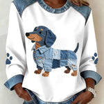 Velira S Brisa™ | Džinsinio audinio patchwork marškiniai su šunų raštu