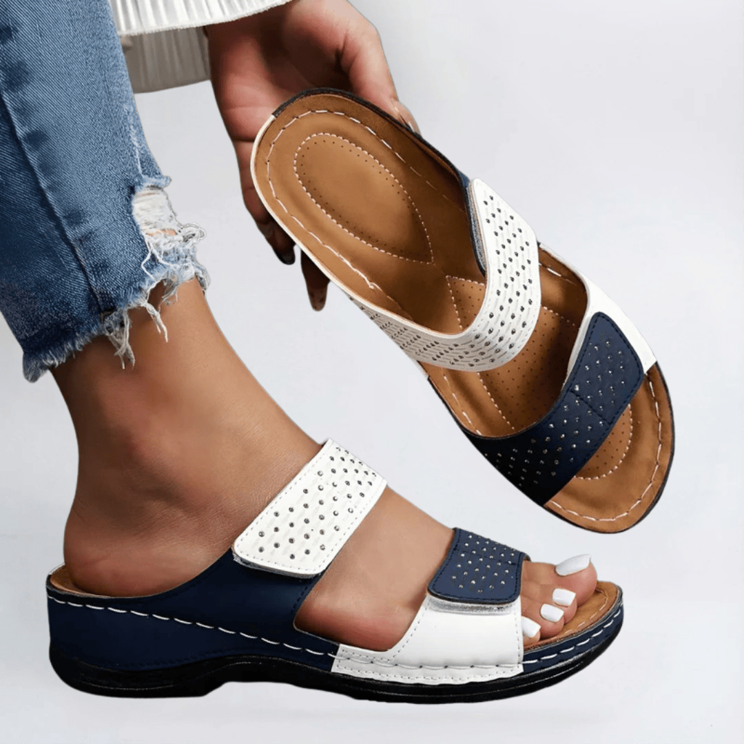 Velira Sandals Balta Mėlyna / 5 (EU36) Lynn - Elegantiški Ortopediniai Šlepetės