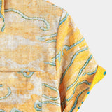 Velira short Laisvalaikio retro marškiniai su kišenėmis Geltoni