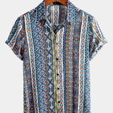 Velira short Mėlyna / S Vyrų retro dryžuotas trumpas rankovinis marškinys