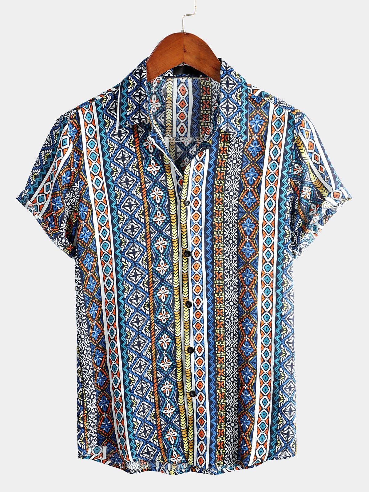Velira short Mėlyna / S Vyrų retro dryžuotas trumpas rankovinis marškinys