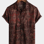 Velira short Ruda / S Vyrų retro atostogų 70-ųjų paisley trumpomis rankovėmis marškiniai