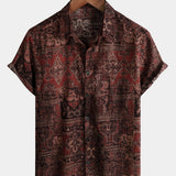 Velira short Ruda / S Vyrų retro atostogų 70-ųjų paisley trumpomis rankovėmis marškiniai