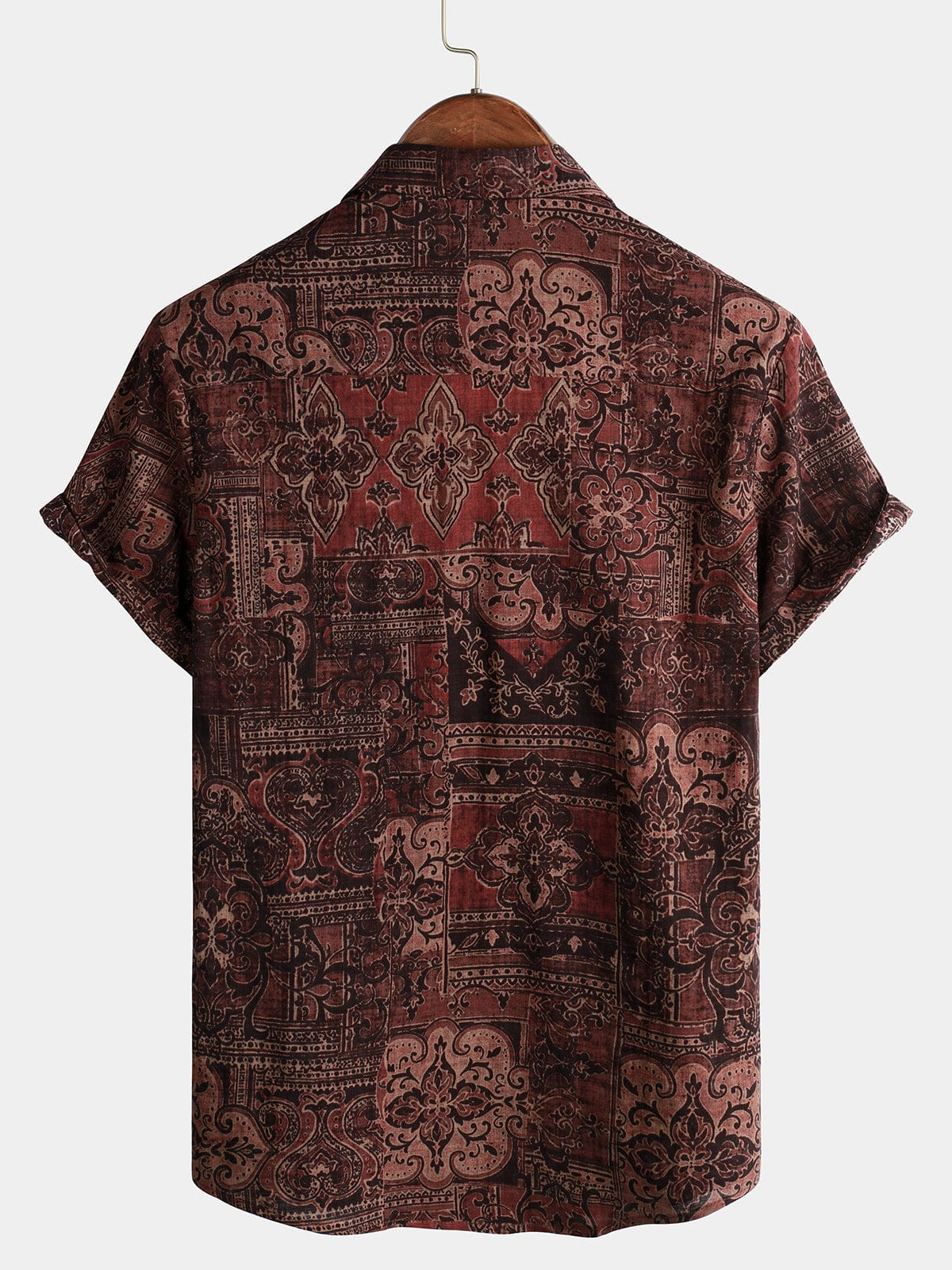 Velira short Vyrų retro atostogų 70-ųjų paisley trumpomis rankovėmis marškiniai