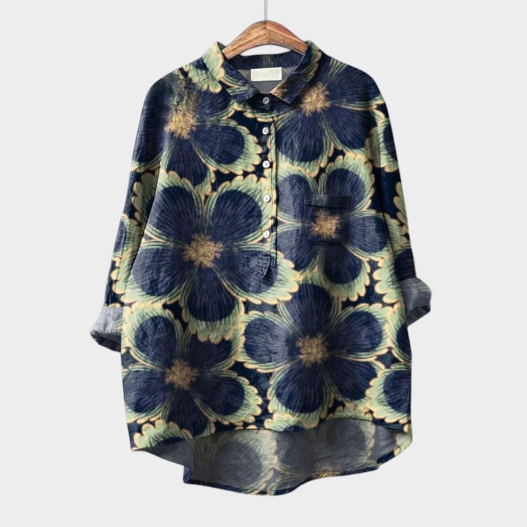 Velira Soleil™ | Laikina lino blusa su raštu