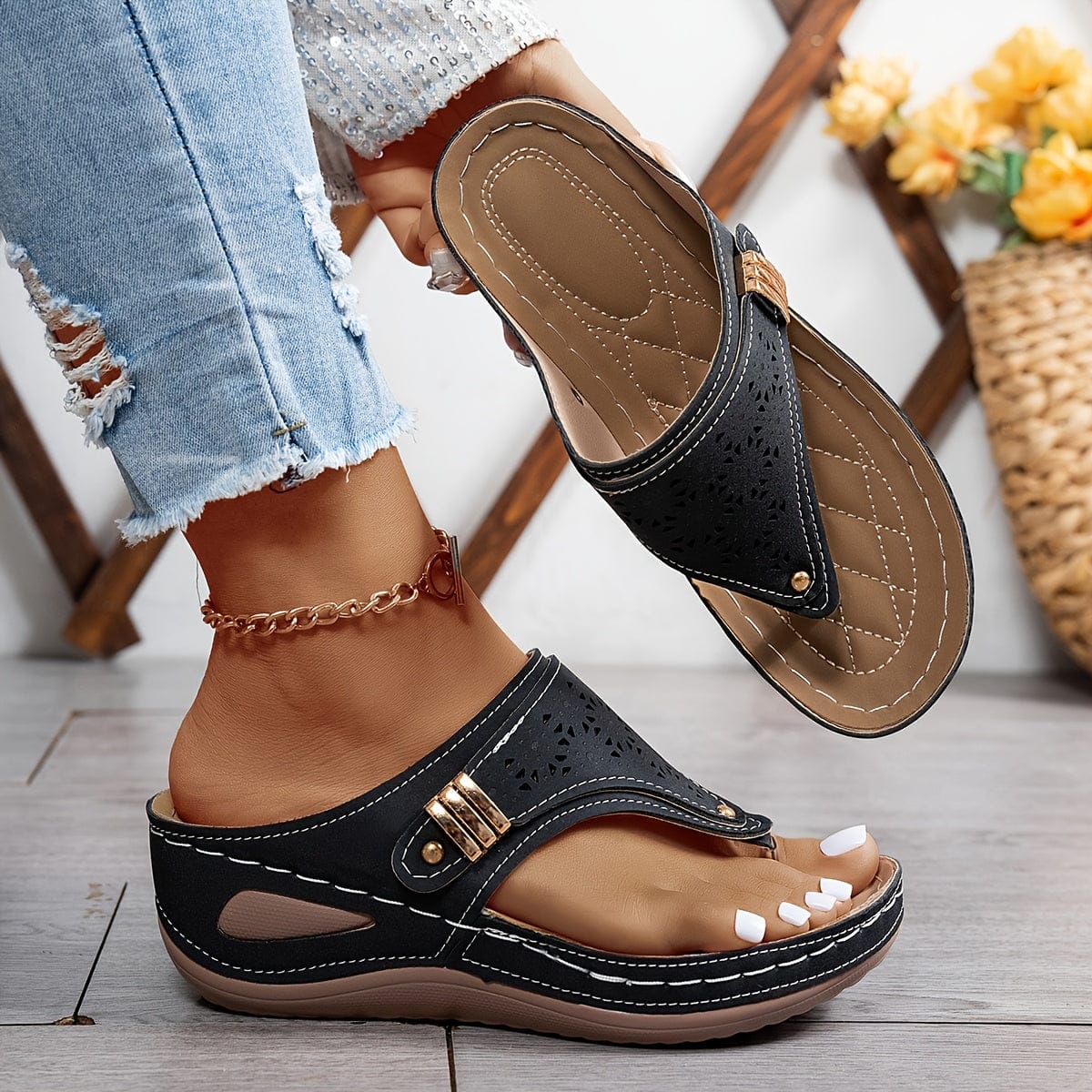 Velira Summer Shoes Juoda / 5 (EU36) Wendy - Ortopediniai komforto sandalai