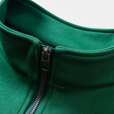 Velira Sweatshirts Atsipalaidavęs Juodas Katės Spaudos Ketvirčio Užtrauktukas Megztinis