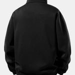 Velira Sweatshirts Atsipalaidavęs Juodas Katės Spaudos Ketvirčio Užtrauktukas Megztinis