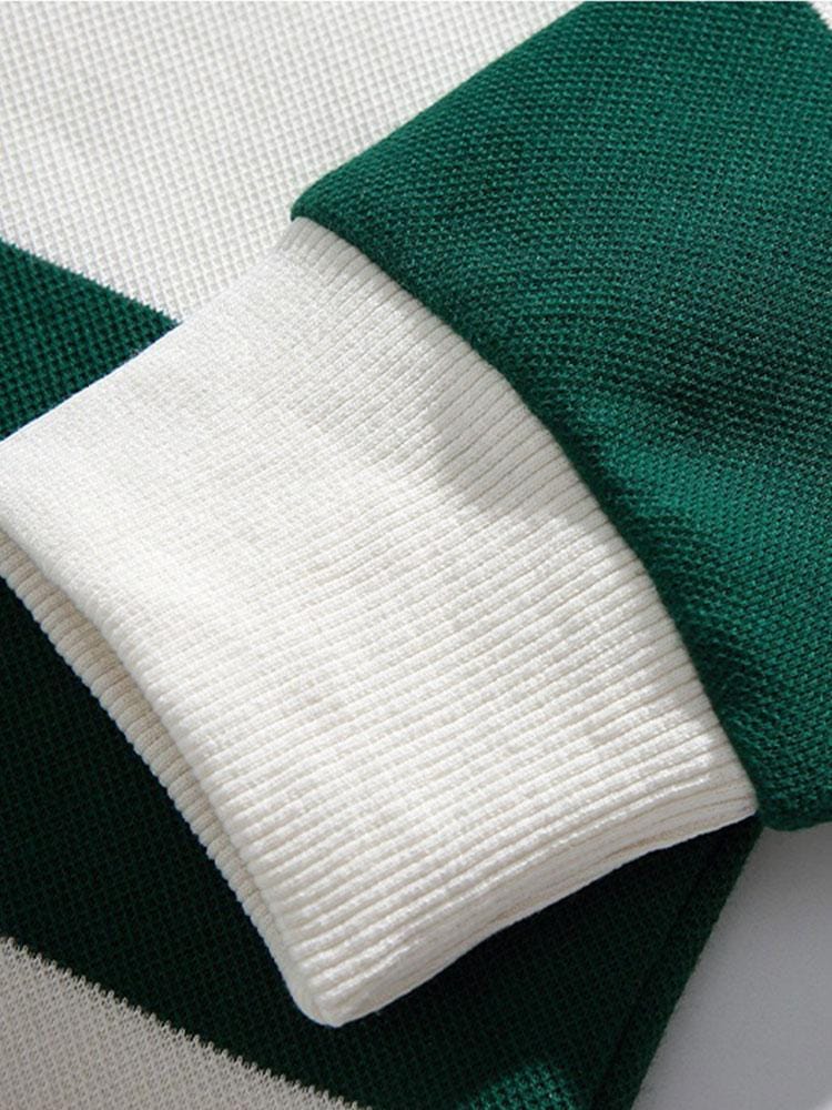 Velira Sweatshirts Atsipalaidavęs Waffle Platus Dryžuotas Polo Megztinis