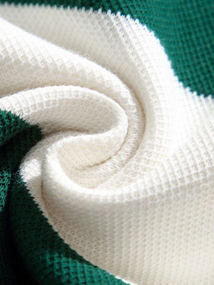 Velira Sweatshirts Atsipalaidavęs Waffle Platus Dryžuotas Polo Megztinis