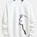 Velira Sweatshirts balta / S Katės Siluetas Spausdinimas Laisvas Fit Palaidinukė