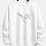 Velira Sweatshirts balta / S Šuo Linijos Piešimo Spauda Atsipalaidavęs Dydis Palaidinukė