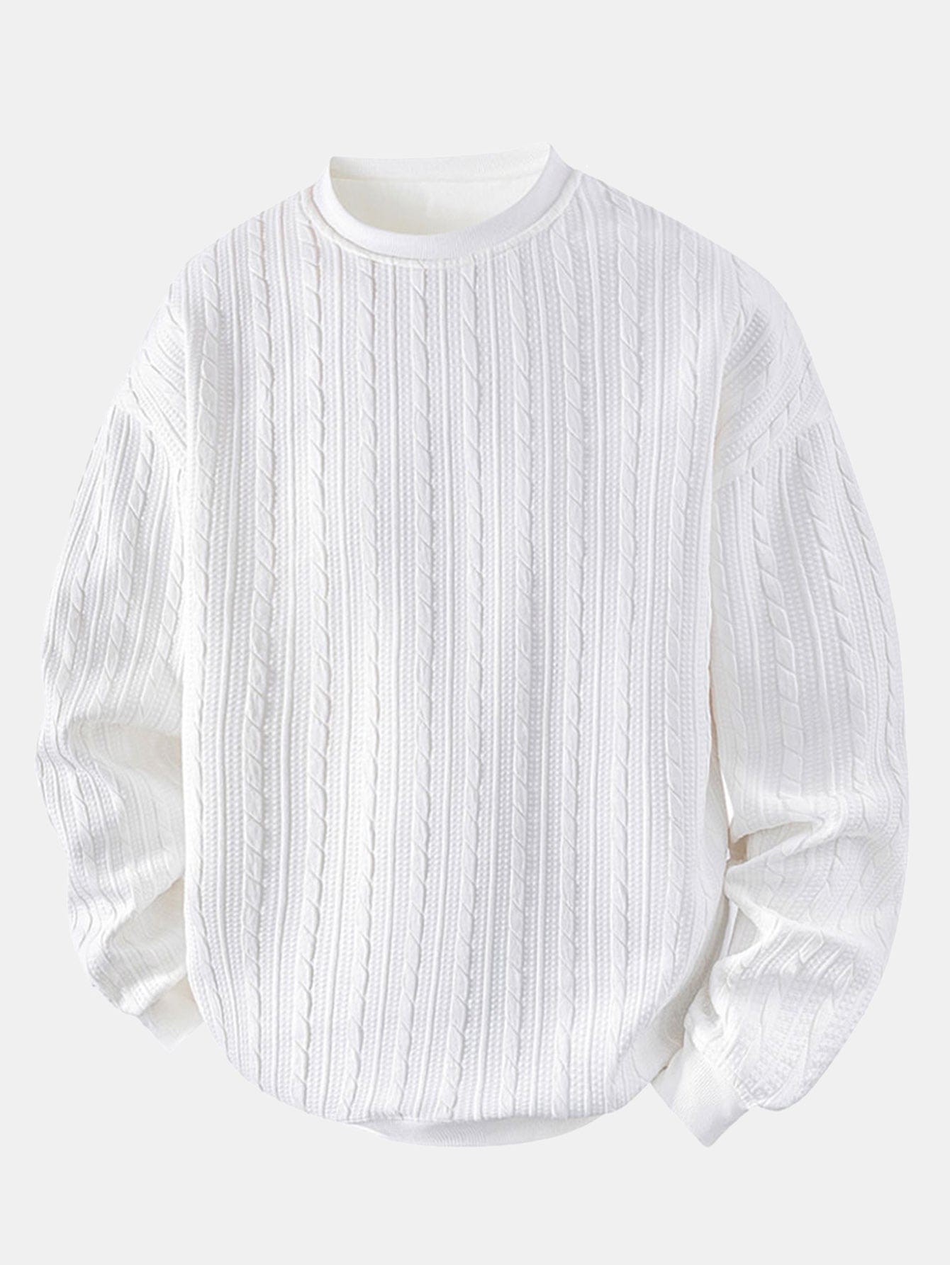 Velira Sweatshirts balta / XS Atsipalaidavęs Fit Twist Žakardo Palaidinė su Apvalia Kaklo Linija