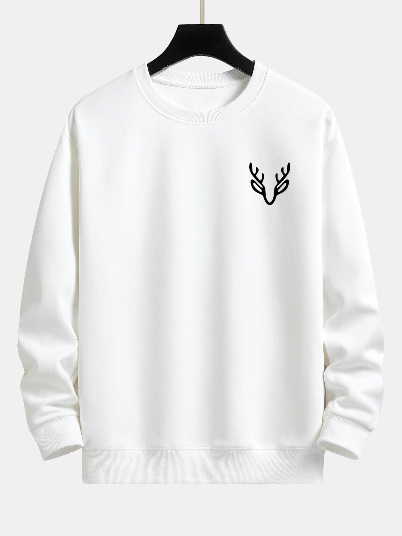 Velira Sweatshirts Balta / XS Elnių Galvos Spauda Laisvalaikio Puloveris