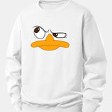 Velira Sweatshirts Balta / XS Emotikonų antis spauda laisvo kirpimo džemperis