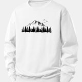 Velira Sweatshirts Balta / XS Kalnų gamtos spauda laisvo kirpimo džemperis