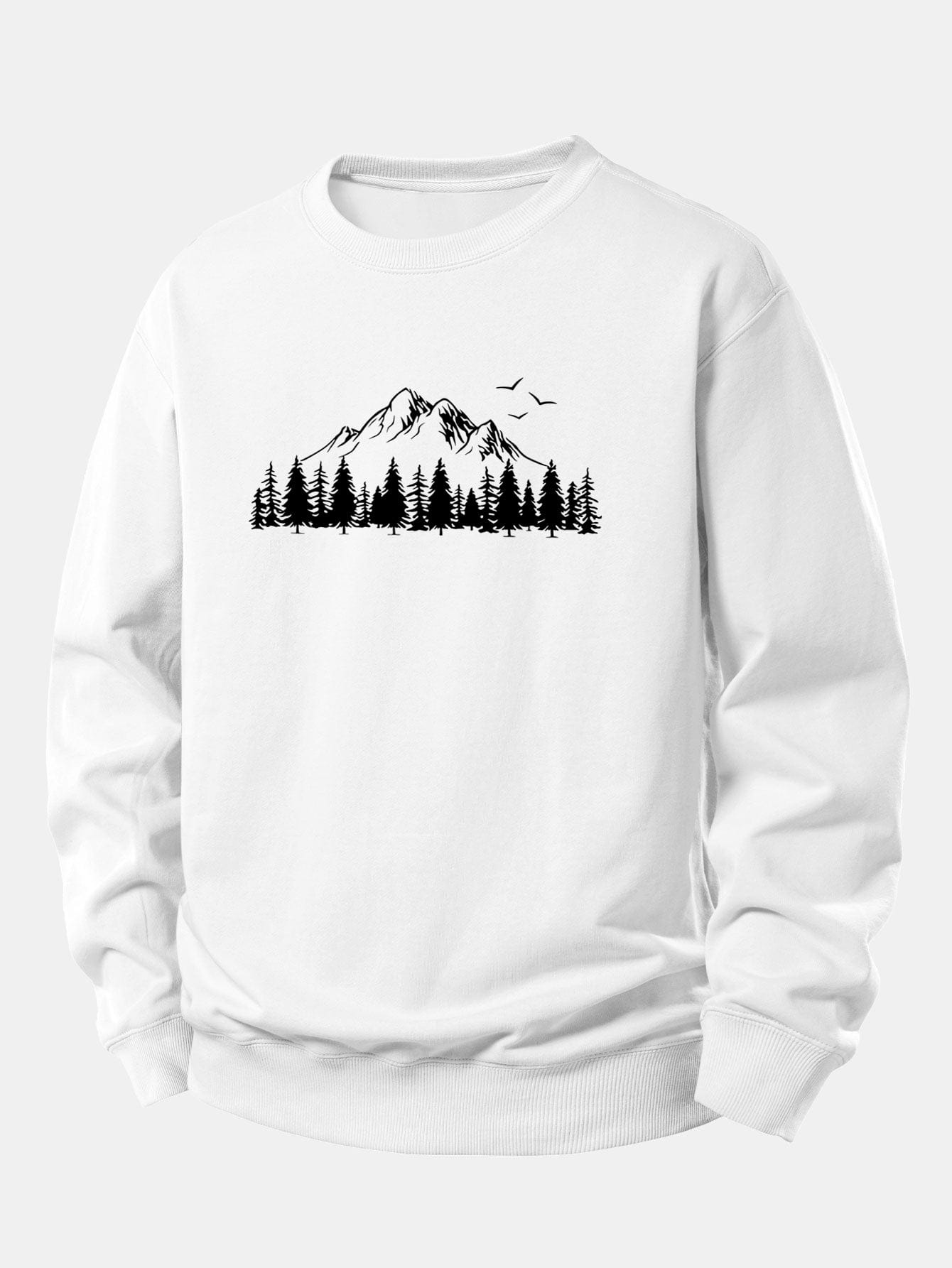 Velira Sweatshirts Balta / XS Kalnų gamtos spauda laisvo kirpimo džemperis