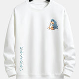 Velira Sweatshirts balta / XS Katė ryklių kostiumu spausdinta laisvalaikio fitas džemperis