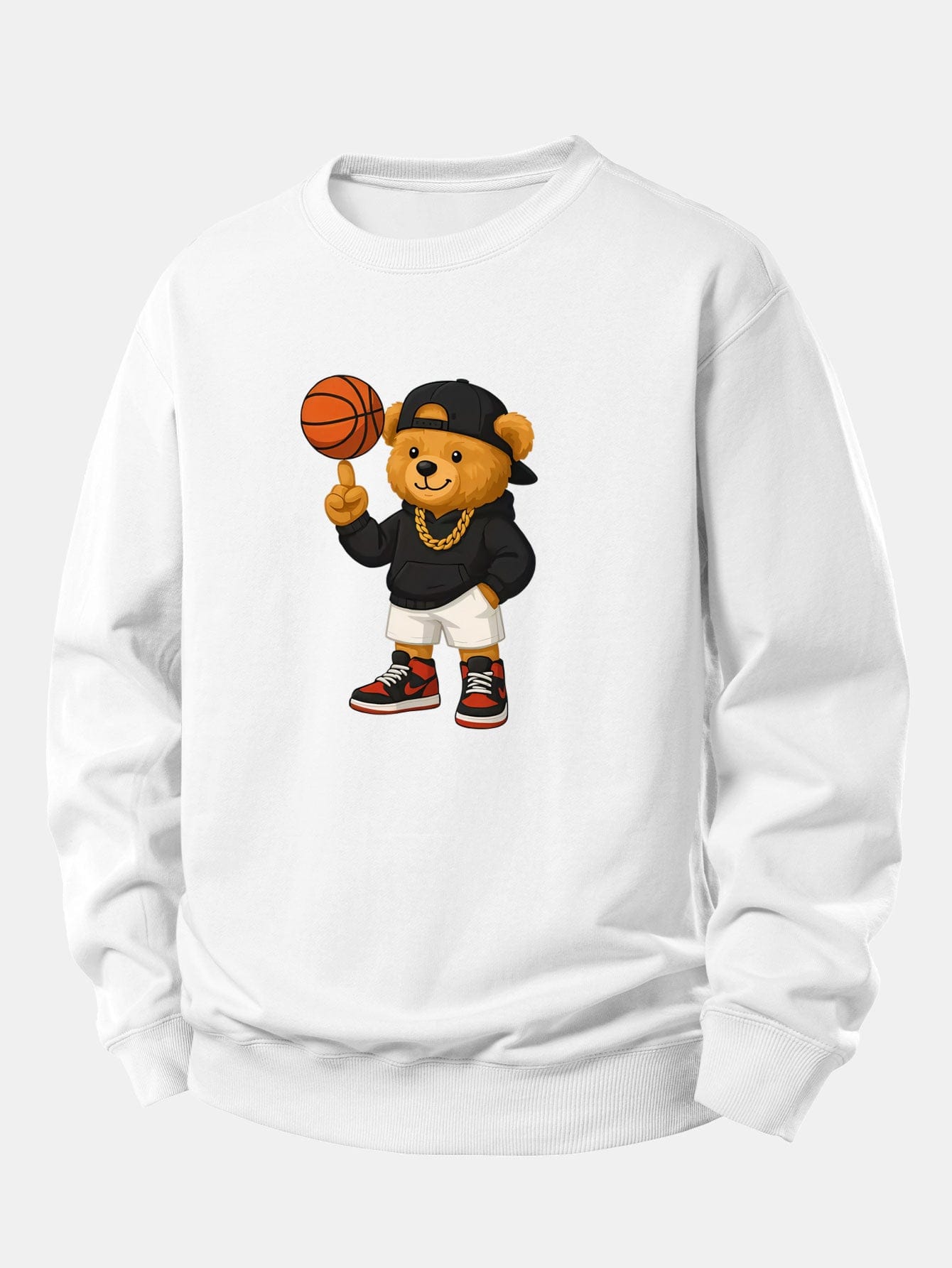 Velira Sweatshirts Balta / XS Krepšinio Meškos Spauda Laisvalaikio Palaidinė