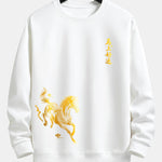 Velira Sweatshirts Balta / XS Laimingas Arklių Metų Grafikos Laisvalaikio Pralaisvintas Megztinis