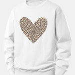 Velira Sweatshirts Balta / XS Leopardų širdies raštas laisvo kirpimo džemperis