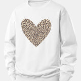 Velira Sweatshirts Balta / XS Leopardų širdies raštas laisvo kirpimo džemperis