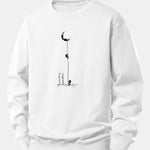 Velira Sweatshirts Balta / XS Mėnulio Astronauto Spauda Laisvo Pjūvio Džemperis