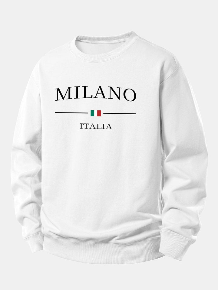 Velira Sweatshirts Balta / XS Milano Spaudos Laisvas Fit Mikina
