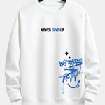 Velira Sweatshirts balta / XS Niekuomet nepasiduok Šypsenėlės Spauda Laisvo Kirpimo Megztinis