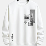 Velira Sweatshirts balta / XS Niujorko architektūros atspaudas laisvo kirpimo džemperis