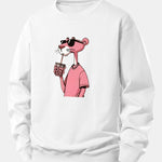 Velira Sweatshirts Balta / XS Rožinė Pantera Spauda Laisva Fit Džemperis