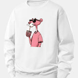 Velira Sweatshirts Balta / XS Rožinė Pantera Spauda Laisva Fit Džemperis