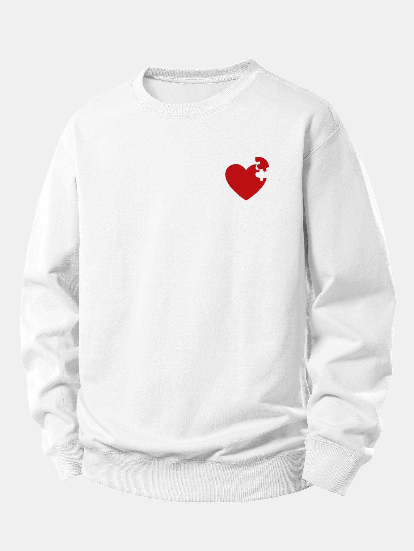 Velira Sweatshirts Balta / XS Širdies dėlionės spaudinys laisvo kirpimo džemperis