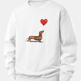 Velira Sweatshirts Balta / XS Širdies formos balionas šunų veislės printas laisvo kirpimo džemperis