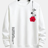 Velira Sweatshirts balta / XS Sloganas Rožių Spauda Laisvas Fit Palaidinė