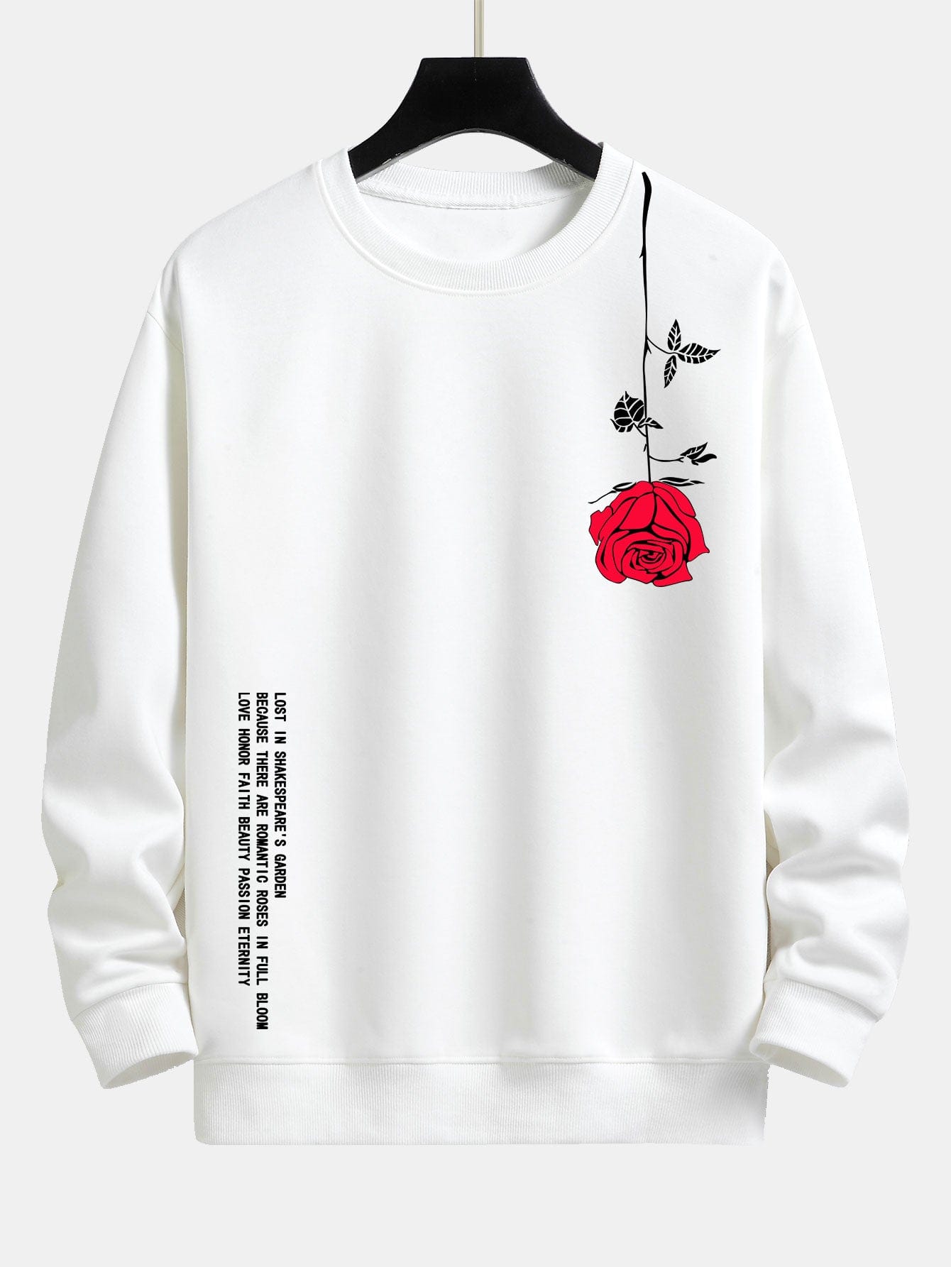 Velira Sweatshirts balta / XS Sloganas Rožių Spauda Laisvas Fit Palaidinė