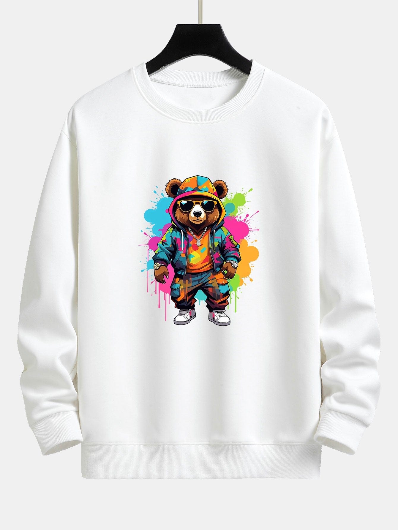 Velira Sweatshirts balta / XS Spalvingo Lokio Spauda Atsipalaidavęs Palaidinukas