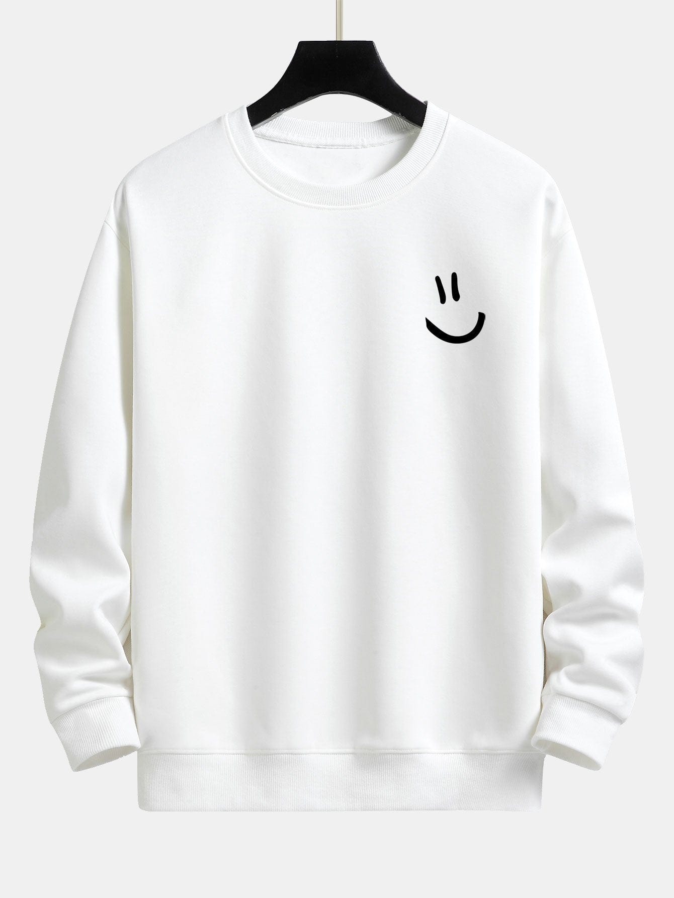 Velira Sweatshirts balta / XS Šypsenos Veido Spauda Laisvas Fit Palaidinukė