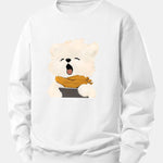 Velira Sweatshirts Balta / XS Žiovaujantis Šuniukas Spauda Laisvas Fit Džemperis