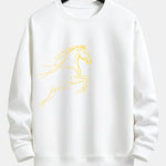 Velira Sweatshirts Balta / XS Žirgo Metų Grafikos Laisvalaikio Fit Palaidinė