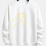 Velira Sweatshirts Balta / XS Žirgo Metų Grafikos Laisvalaikio Fit Palaidinė