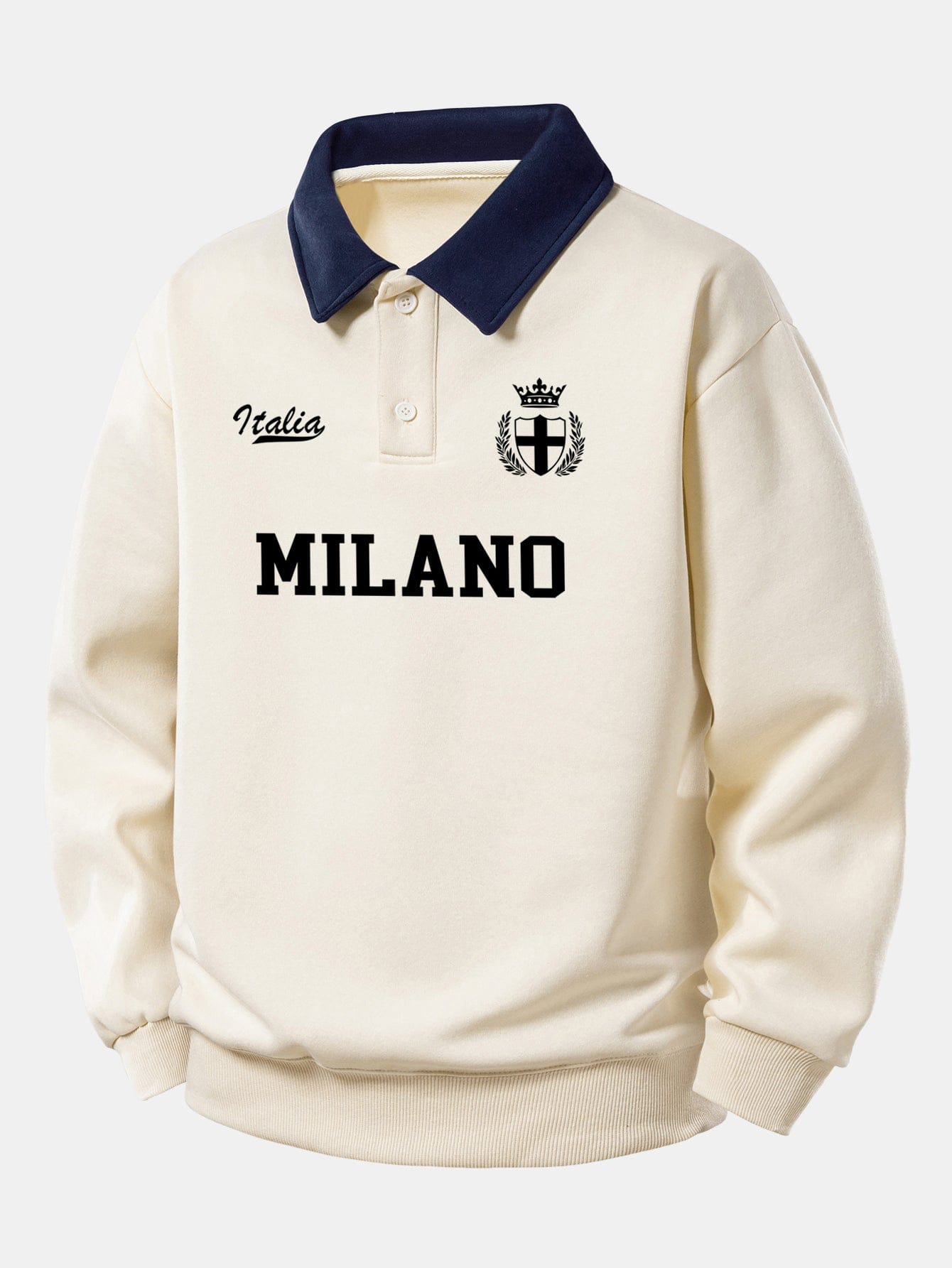 Velira Sweatshirts Bežinė / XS Atsipalaidavęs Milano Spaudos Kontrastinis Polo Džemperis
