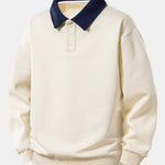 Velira Sweatshirts bežinė / XS Relaksuotas Fit Kontrasto Polo Džemperis