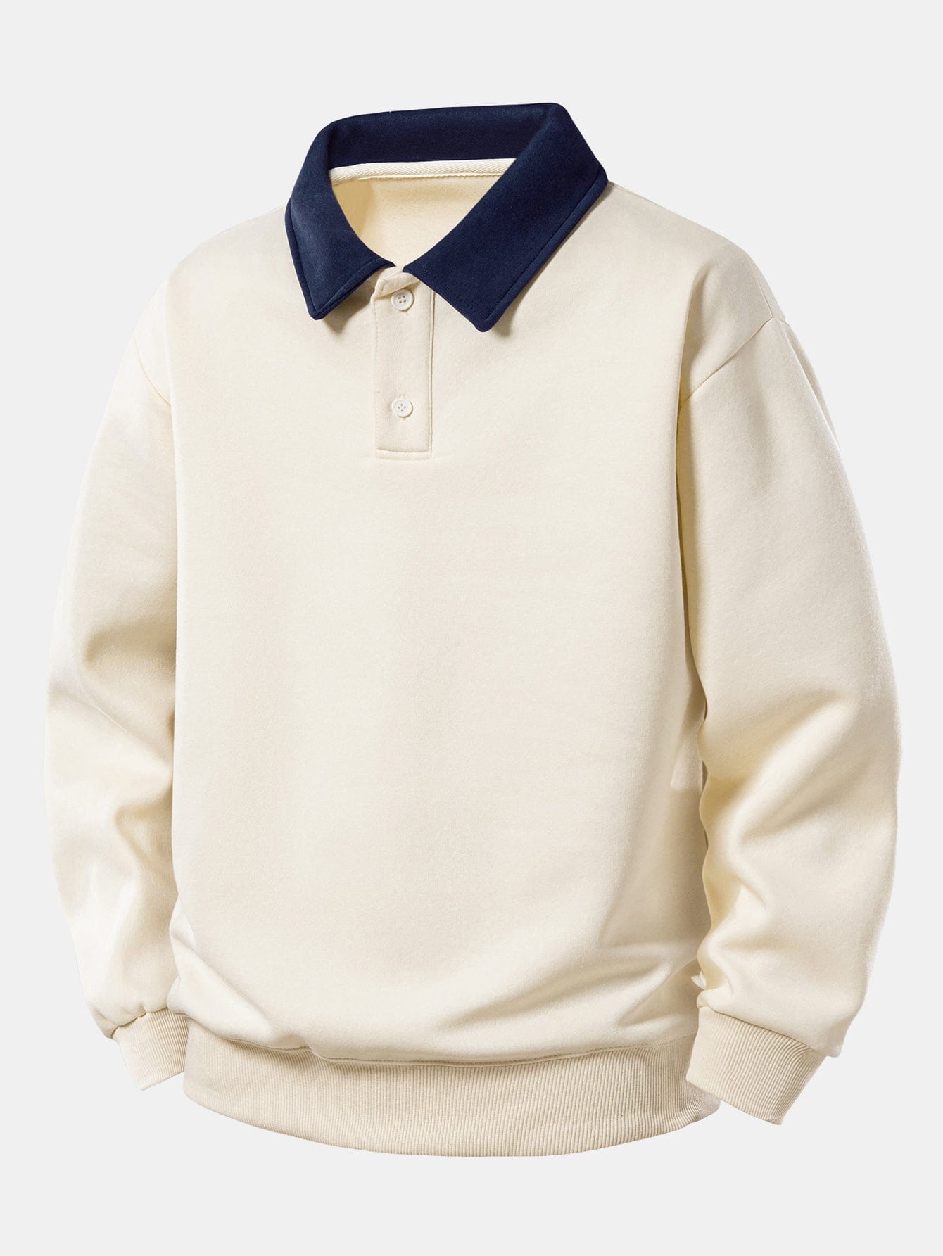 Velira Sweatshirts bežinė / XS Relaksuotas Fit Kontrasto Polo Džemperis