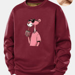 Velira Sweatshirts Bordo / S Rožinė Panto Print Teddy Fleece Pamušalu Sweatshirt