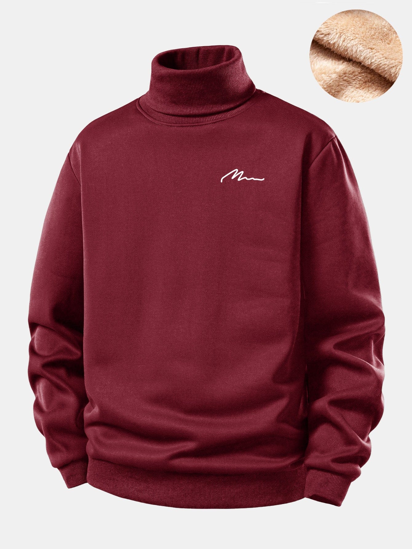 Velira Sweatshirts Bordo / S Vyrų Print Teddy Fleece Pamušalu Kaklo Megztinis