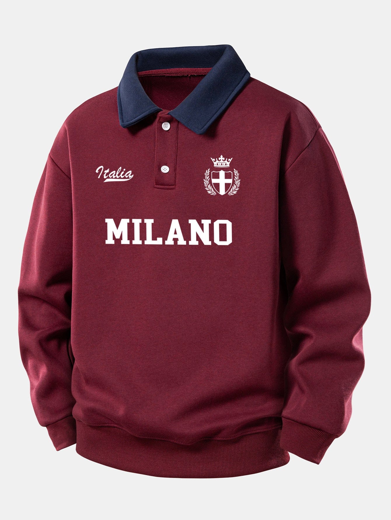 Velira Sweatshirts Bordo / XS Atsipalaidavęs Milano Spaudos Kontrastinis Polo Džemperis